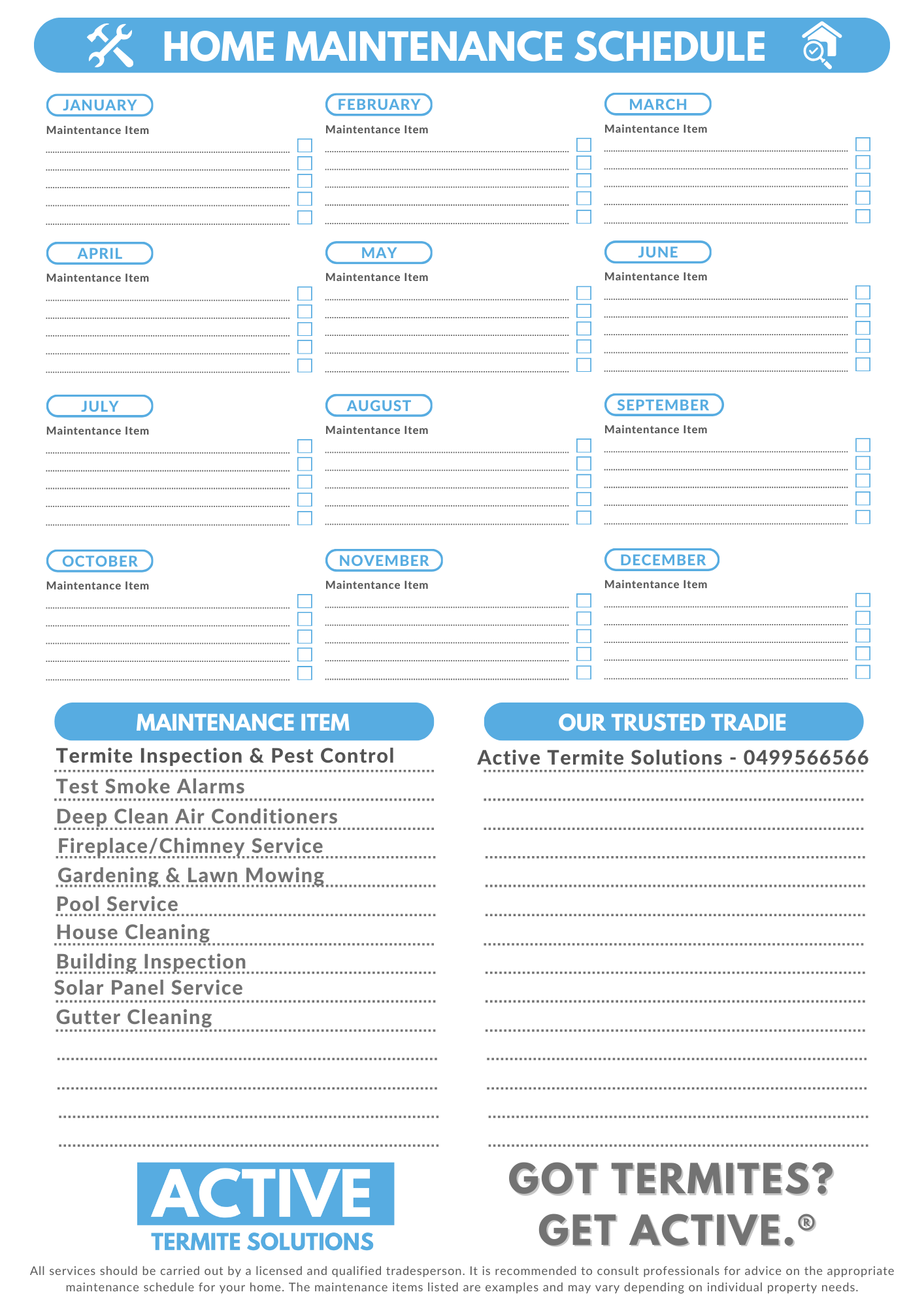 Home Maintenance Schedule 1